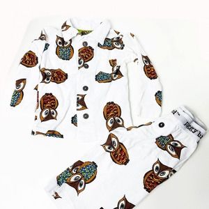 Little Piggy Infant Cotton Owl Pajama Set 6-9 Months.
